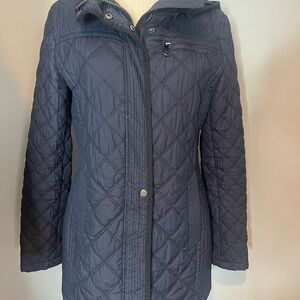 Marc New York Blue Quilted Puffer Jacket with Stand-Up Collar